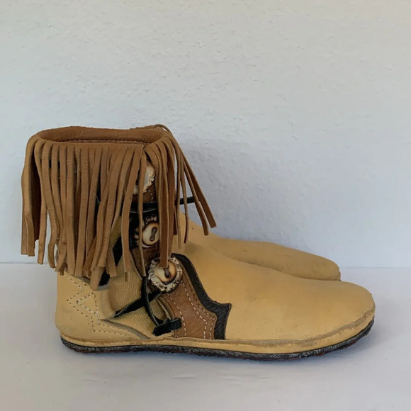 Vintage 70s OOAK Handmade Bald Mountain Moccasins Ankle Boot Renn Faire Festival - Picture 1 of 15